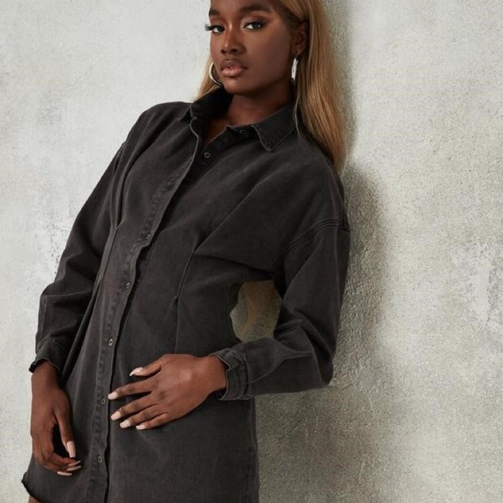 Missguided cinched waist denim dress